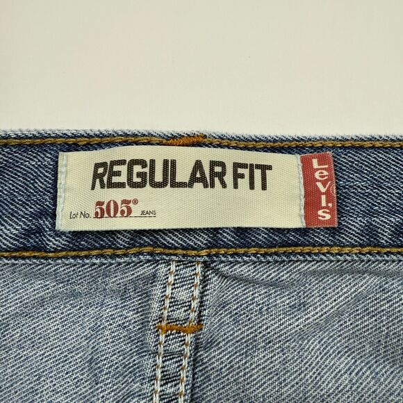 VTG Levis 505 Regular Fit Straight Leg Denim Blue Jeans Tag 36x32 (36x32) Cotton - Picture 2 of 8